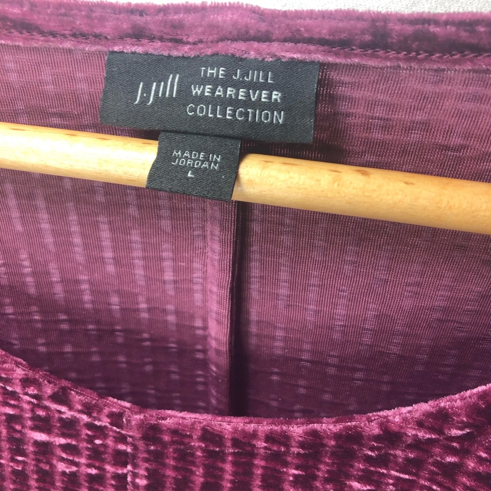 J.Jill Wearever Collection Pullover Blouse Top Velour Burgundy Contemporary - Picture 5 of 7